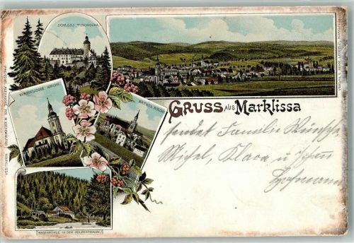 Marklissa 1899 Ev. Kirche Hagenmühle in den Adlersteinen Schloss
