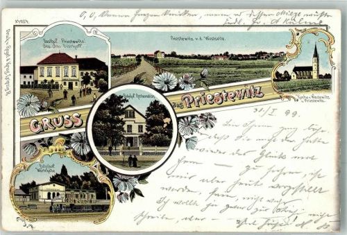 Priestewitz 1899 Bahnhof Bahnhof-Gasthaus Gasthaus Priestewitz Dorfkirche
