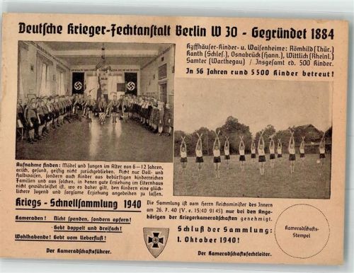 Schöneberg 1940 Deutsche Krieger-Fechtanstalt NS-Reichskriegerbund Kriegs-Schnellsammlung