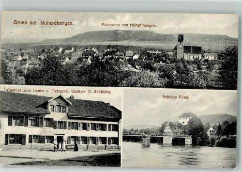 79801 W7891 Hohentengen am Hochrhein 1913 - Gasthaus zum Lamm Schloß Röttel Rheinbrücke