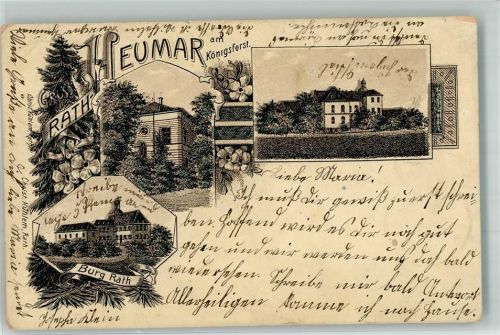 Köln Porz-Heumar 1904 Lithographie Am Königsforst Burg Rath