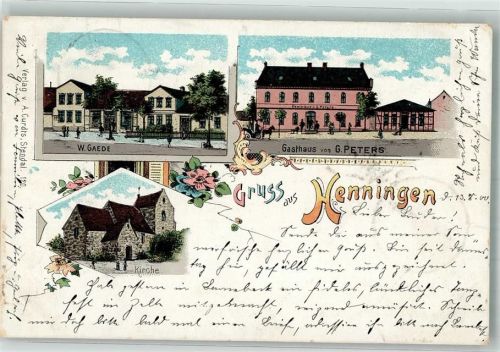 Henningen 1900 Gasthaus Peters Dorfkirche