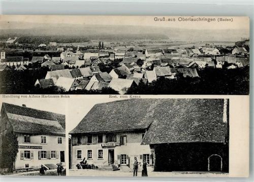 79787 W7898 Oberlauchringen , Kr Waldshut Foto AK Gasthaus zum Kranz Handlung Hartmann Sohn