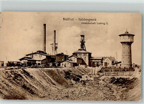 Staßfurt Salzbergwerk Gewerkschaft Ludwig II. Wasserturm Bergwerkstempel