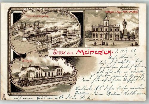 Meiderich 1901 Rathaus Kaiser Wilhelm-Denkmal Bahnhof Rheinische Stahlwerke