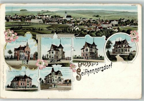 02782 O8812 Seifhennersdorf 1908 Lithographie Villa Freude Villa Paul Villa Schube Villa Rentsch Villa Schnelle