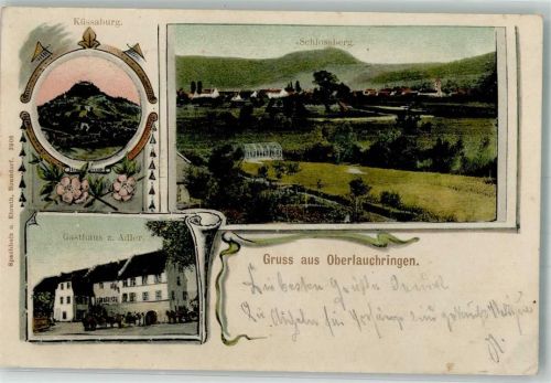 Oberlauchringen 1913 Küssaburg Gasthaus zum Adler Postkutsche Schlossberg