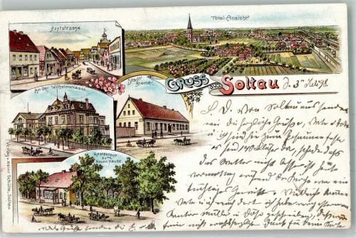 Soltau 1898 Gasthaus Stadt Bremen Poststraße Gasthaus zum Neuen Hause Bahnpost