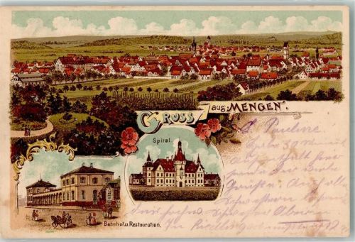 Mengen 1906 Krankenhaus Bahnhof Bahnhofsgasthaus