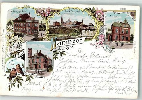 Hemmoor 1899 Fabrik Verwaltungsgebäude Postamt Bahnpost Hamburg-Zug 359