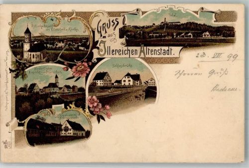 Illereichen 1899 Schlossbrauerei Kirche Schlossbrücke Verlag Ottmar Zieher-München
