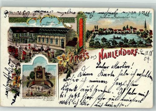 Nahlendorf 1904 Gasthaus zum deutschen Kaiser Denkmal der Schlacht v. Rossbach Dorfteich