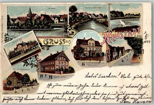 Neustadt 1899 Gasthaus Stürkelt Markt Rathaus Landwirt. Winterschule Kleine Leine Wasserfall