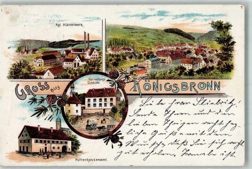 89551 W7923 Königsbronn , Württ Lithographie Kgl. Hüttenwerk Verwaltungsgebäude Hüttenkassenamt