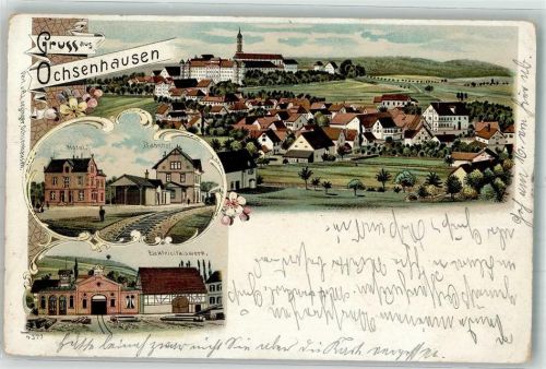 Ochsenhausen 1901 Elektrizitätswerk Bahnhof Hotel