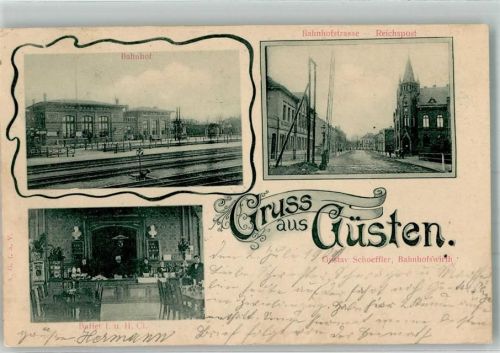 39439 O3256 Güsten , Anh 1901 - Bahnhof Wartesaal-Buffet I. und II. Klasse Bahnhofstraße Reichspost