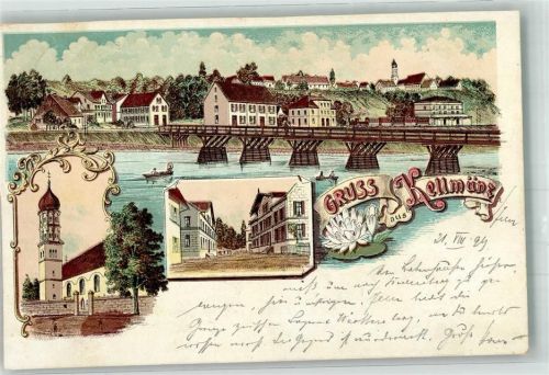 Kellmünz 1899 Illerbrücke Dorfstraße Pfarrkirche St. Martin