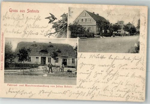 Seebnitz Trzebnice 1905 - Fahrrad- u. Maschinenhandlung Scholz Fahrräder Dorfstraße