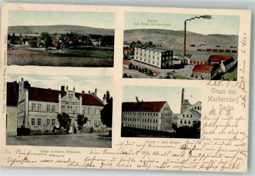 Markersdorf 1903 Fabrik E. Schwarzbach Fabrik Bürger Rittergut Queisser