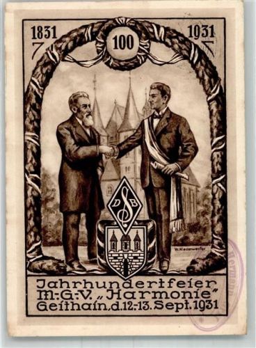 Geithain 1935 Jahrhunderfeier M-G-V Harmonie 1931 Wappen sign. Niederwerter