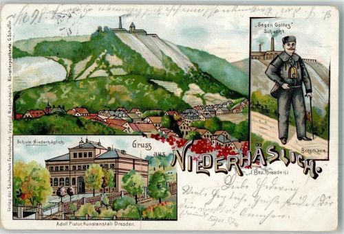 Freital 1901 Niederhäßlich Bergmann Schacht Segen Gottes Schule