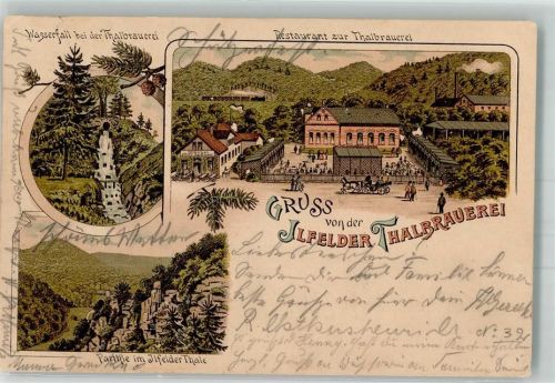 Ilfeld 1904 Gasthaus zur Thalbrauerei Wasserfall Im Ilfelder Thale