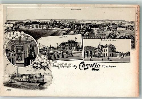 Coswig 1900 Bahnhof Landungsstelle Spritzgrundmühle Bahnpost Leipzig-Dresden Zug 441