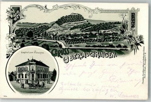 Oberlauchringen 1898 Gasthaus zum Wutachtal Bahnpost Konstanz-Basel Zug 474