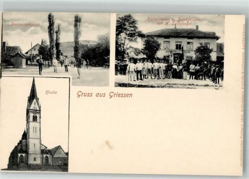 Grießen Dorfstraße Gasthaus-Brauerei Spitznagel Neugotische Kirche