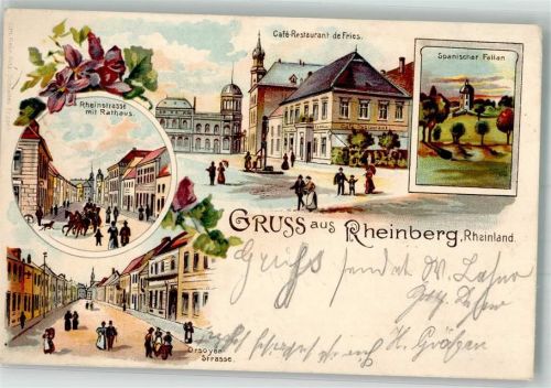 Rheinberg 1905 Cafe-Gasthaus de Fries Rheinstraße Rathaus Spanischer Fallan