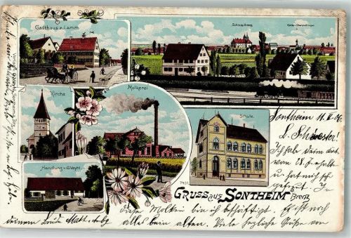 Sontheim 1906 Schule Molkerei Gasthaus zum Lamm Schloss Brenz