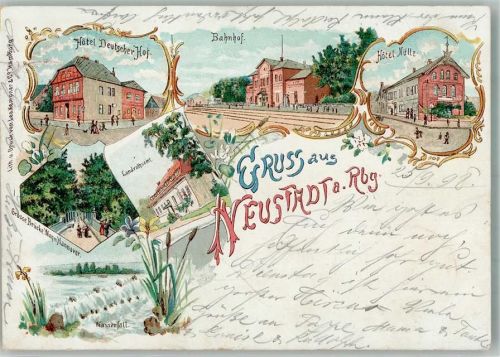 Neustadt 1898 Landratsamt Hotel Deutscher Hof Wasserfall Hotel Nülle Bahnhof