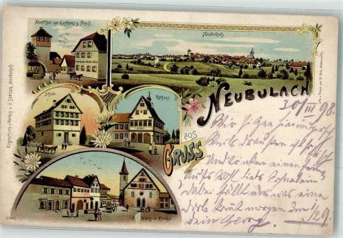 Neubulach 1898 Marktplatz Kirche Schule Stadttor Gasthaus zum Hirsch Rathaus