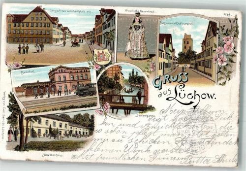Lüchow 1900 Schützenhaus An der Jeetzel Wendische Tracht Bahnhof Wappen