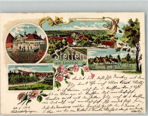 Stetten 1902 Bierkeller Gräfl. Maldegehm'sche Bierbrauerei Schloß