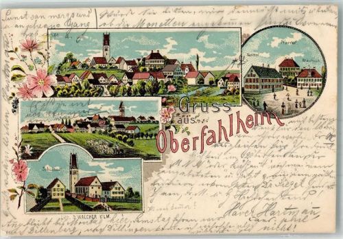 Oberfahlheim 1901 Gasthaus Pfarrhof Brauhaus Schule Kirche