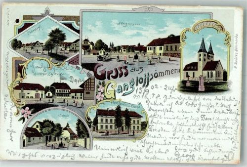 99634 O5231 Gangloffsömmern 1902 Lithographie Gräfl. Brühlsches Rittergut Königstraße Rittergut Hofmeister