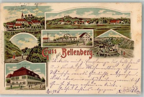 Bellenberg 1898 Altes Schloß Schlucht Steig Pfarrhof Schule