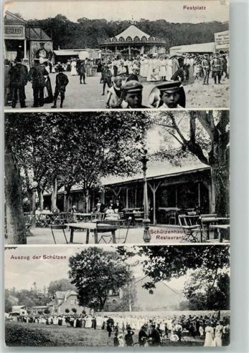 Egeln 1910 Schützenfest Festplatz Schützenhaus-Gasthaus Auszug der Schützen