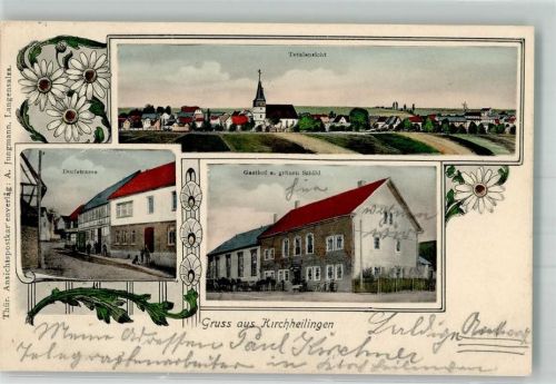 Kirchheilingen 1907 Dorfstraße Gasthaus zum grünen Schild