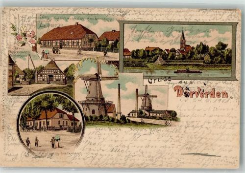 Dörverden 1901 Windmühle Geil Bauernhaus Gasthaus Heussmann Windmühle Winter Bahnpost
