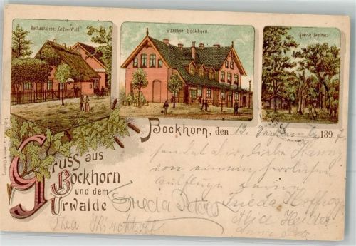 Bockhorn 1897 Urwalde Bahnhof Gasthaus Grüner Wald Grossherzogliche Jagdhütte