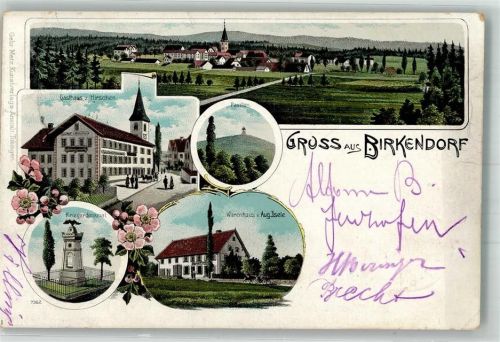 Birkendorf 1902 Warenhaus Isele Kriegerdenkmal Pavillon Gasthaus zum Hirschen