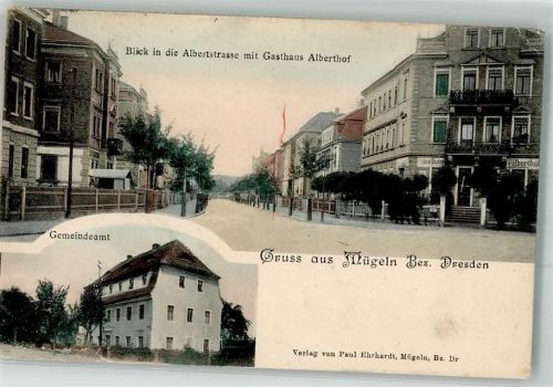 Mügeln 1900 Albertstraße Gasthaus Alberthof Gemeindeamt