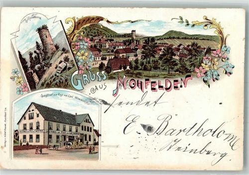 Nohfelden 1897 Schlossturm Gasthauszur Post