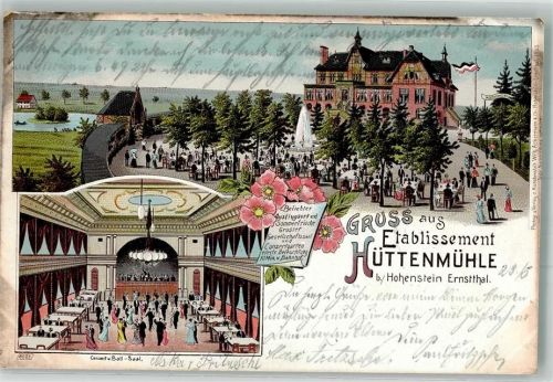 Hohenstein-Ernstthal 1904 Gasthaus Etablissement Hüttenmühle Ballsaal Garten