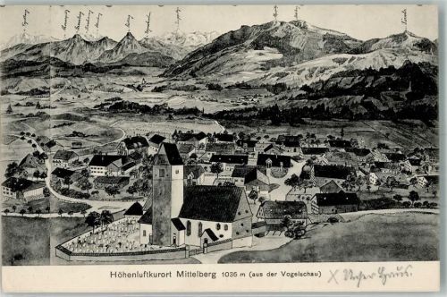 Mittelberg 1910 Vogelschau Mittelberg Kirche Maria Rain