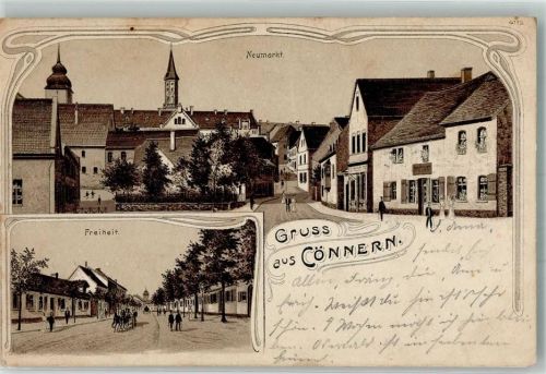 06420 O4340 Könnern 1906 Lithographie Neumarkt Freiheit