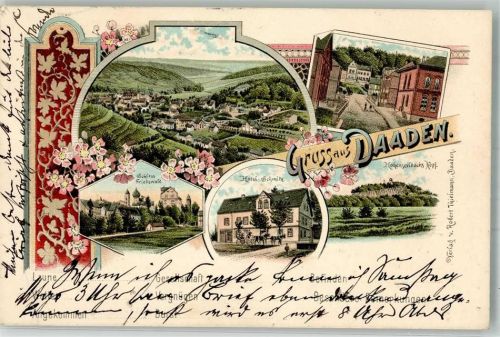 Daaden 1897 Schloss Friedewalde Hotel Schmitz Hohenseebachs Kopf Bahnpost Koln-Giessen Zug 212