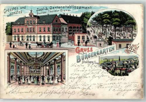 Stollberg 1902 Gasthaus Etablissement zum Bürgergarten Garten Saal